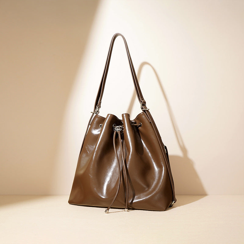 Leather Drawstring Convertible Backpack