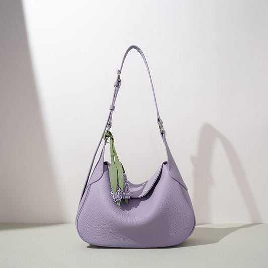 Large Leather Crescent Shoulder Bag