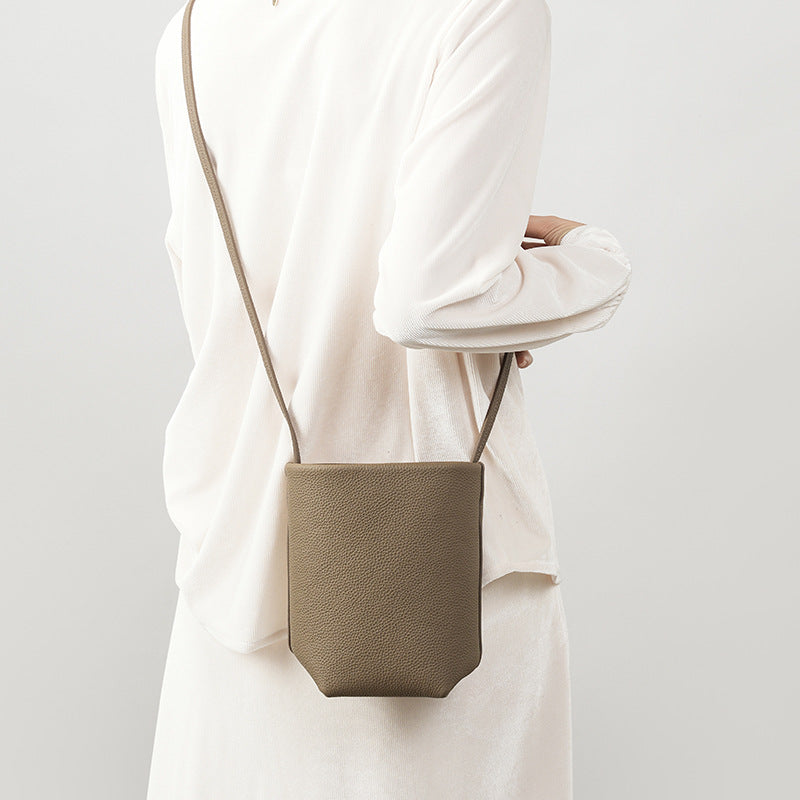 Pebbled Top-Grain Leather Commuter Bucket