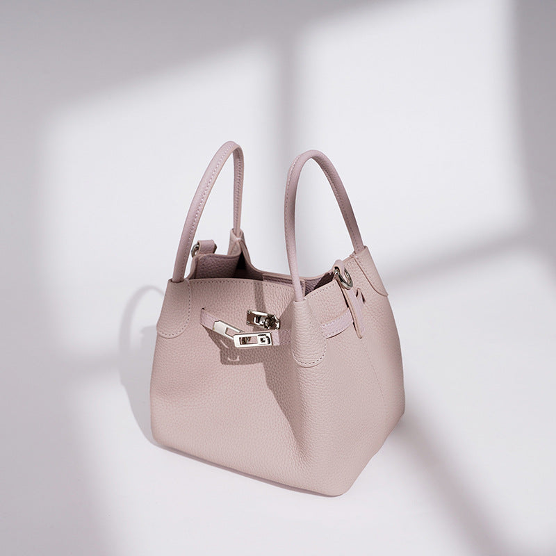 Leather Basket Bucket Crossbody