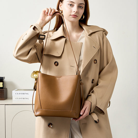 Large Leather Everyday Bucket Bag