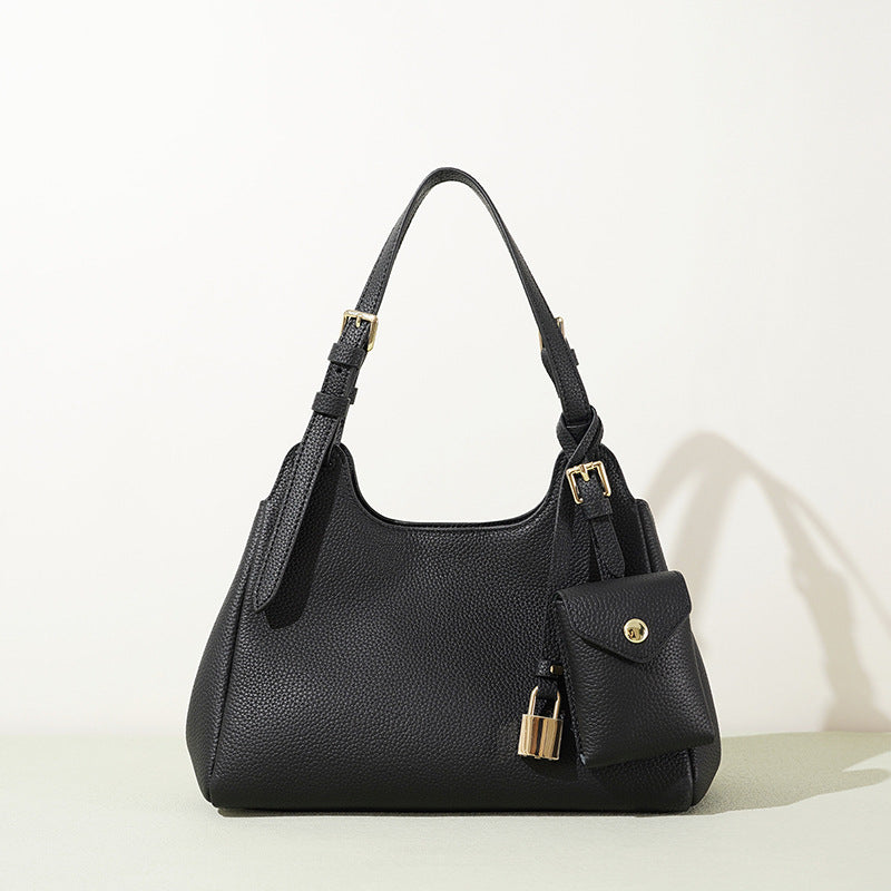 Leather Charm Underarm Bag