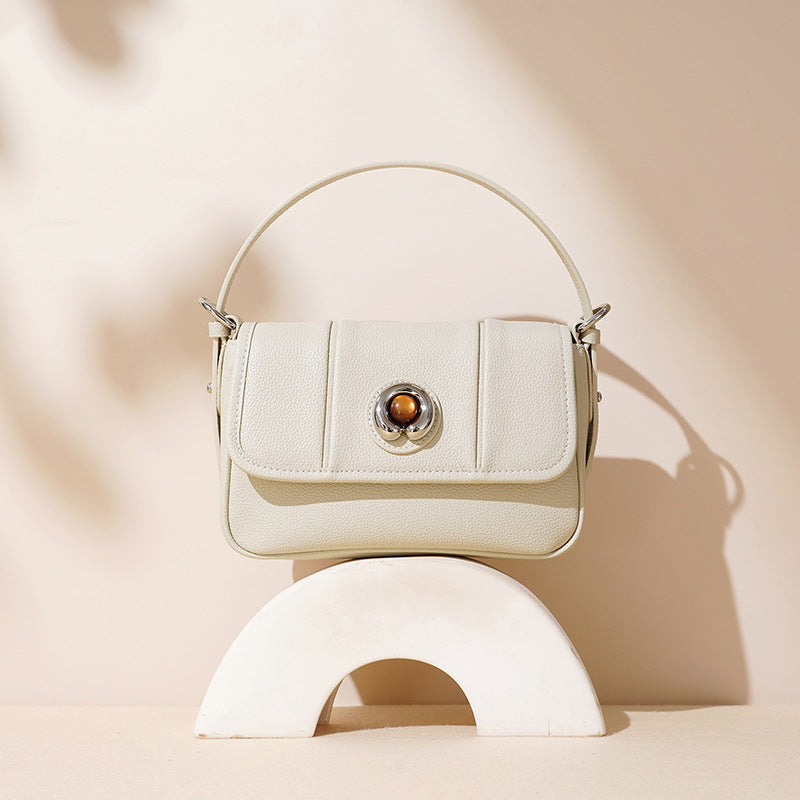 Ivory Pebbled Pearl-Lock Hobo
