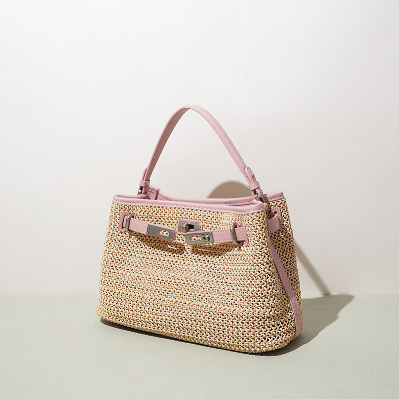 Woven Cowhide Vacation Satchel