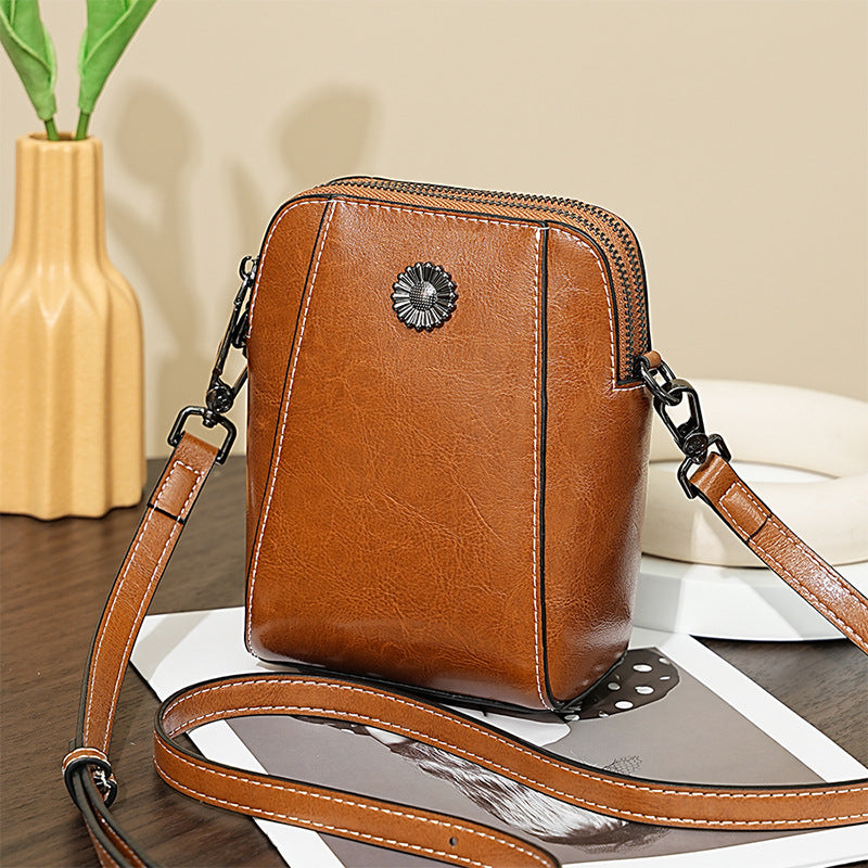 Oil-Waxed Leather Phone Crossbody