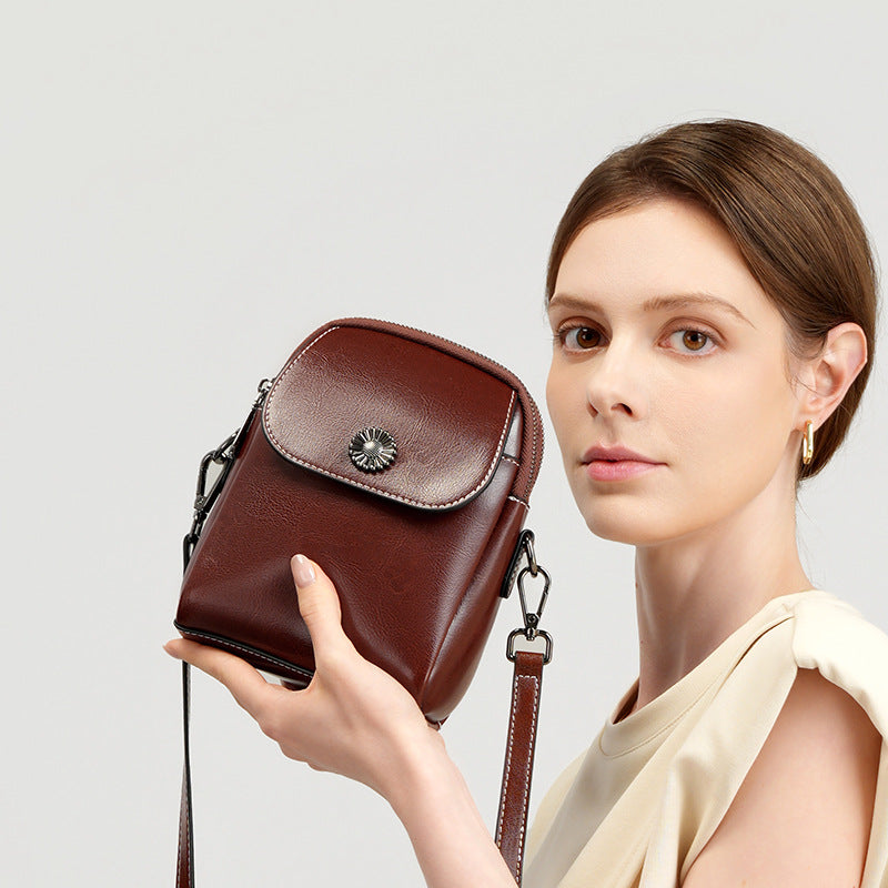 Waxed Cowhide Phone Crossbody