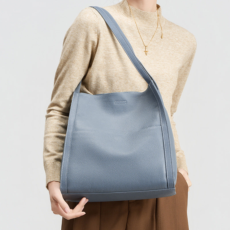 Top-Grain Leather Shopper Tote