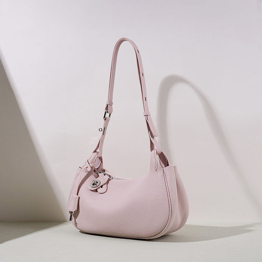 Candy-Color Leather Crescent Bag