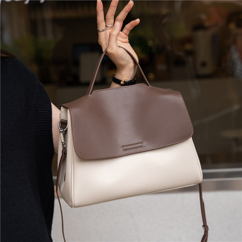 Nappa leather top-handle satchel