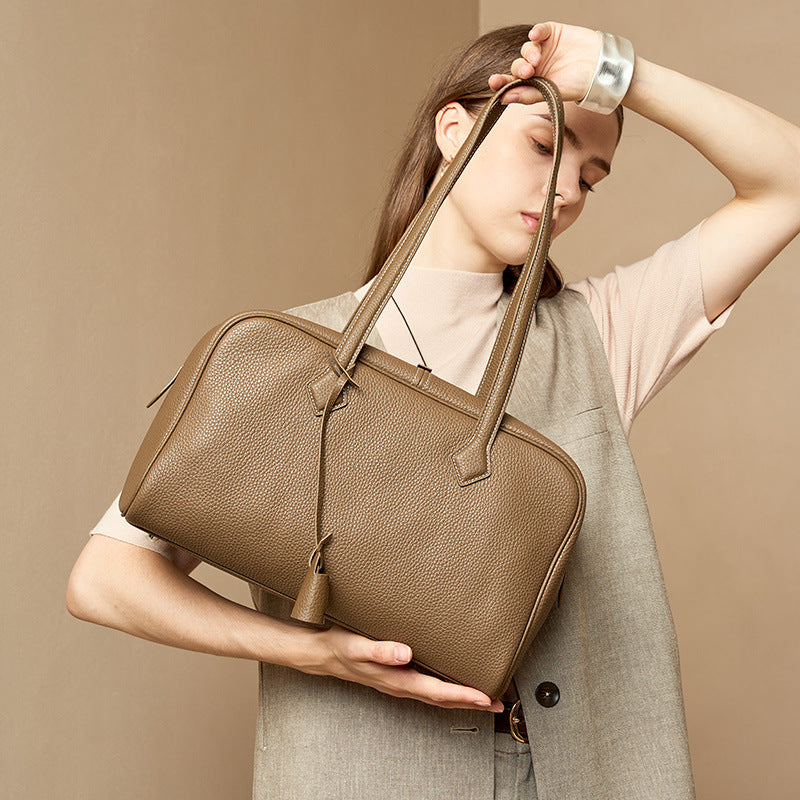 Top-Grain Leather Bowling Tote