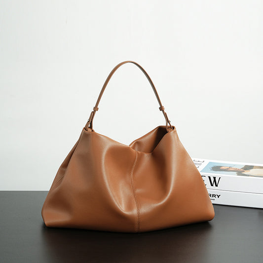 Soft Cowhide Kite Hobo Tote