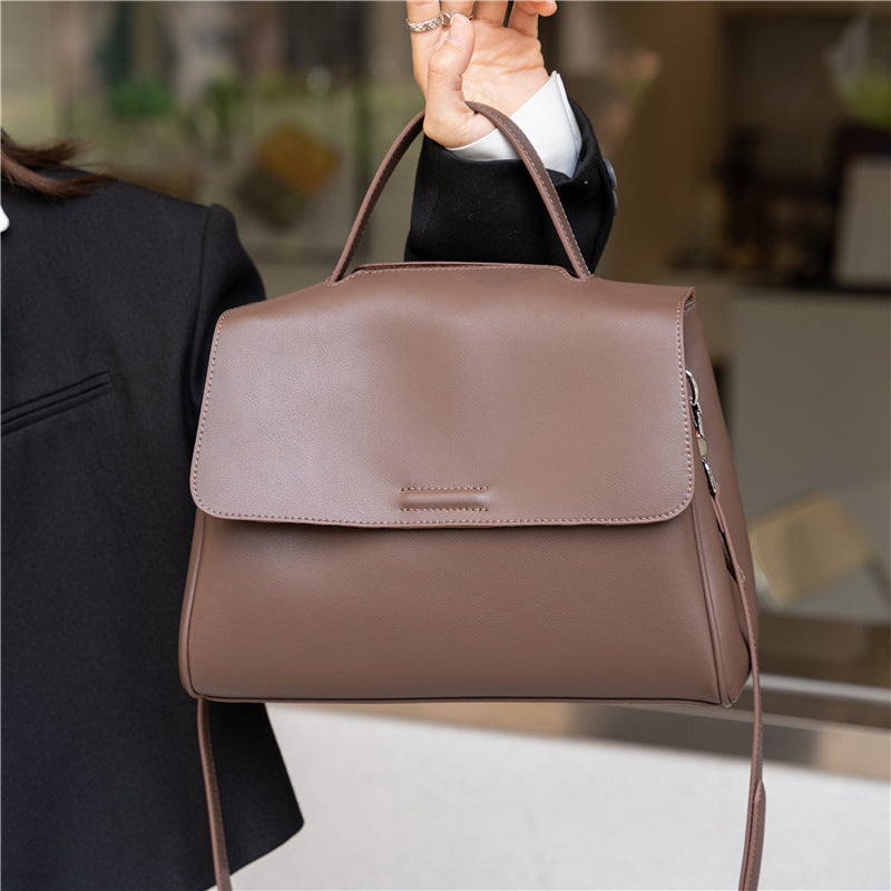 Nappa leather top-handle satchel — detail view