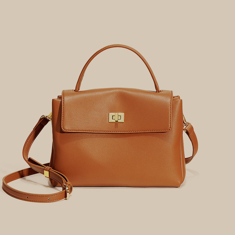Soft Cowhide Gold-Clasp Crossbody