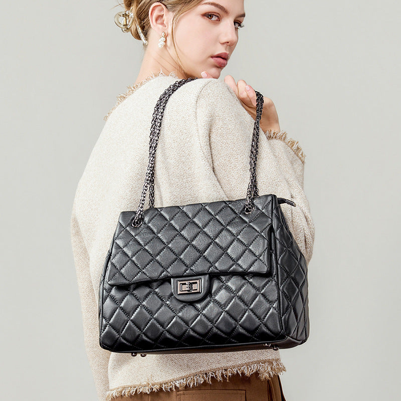 Top-Grain Leather Chain Tote